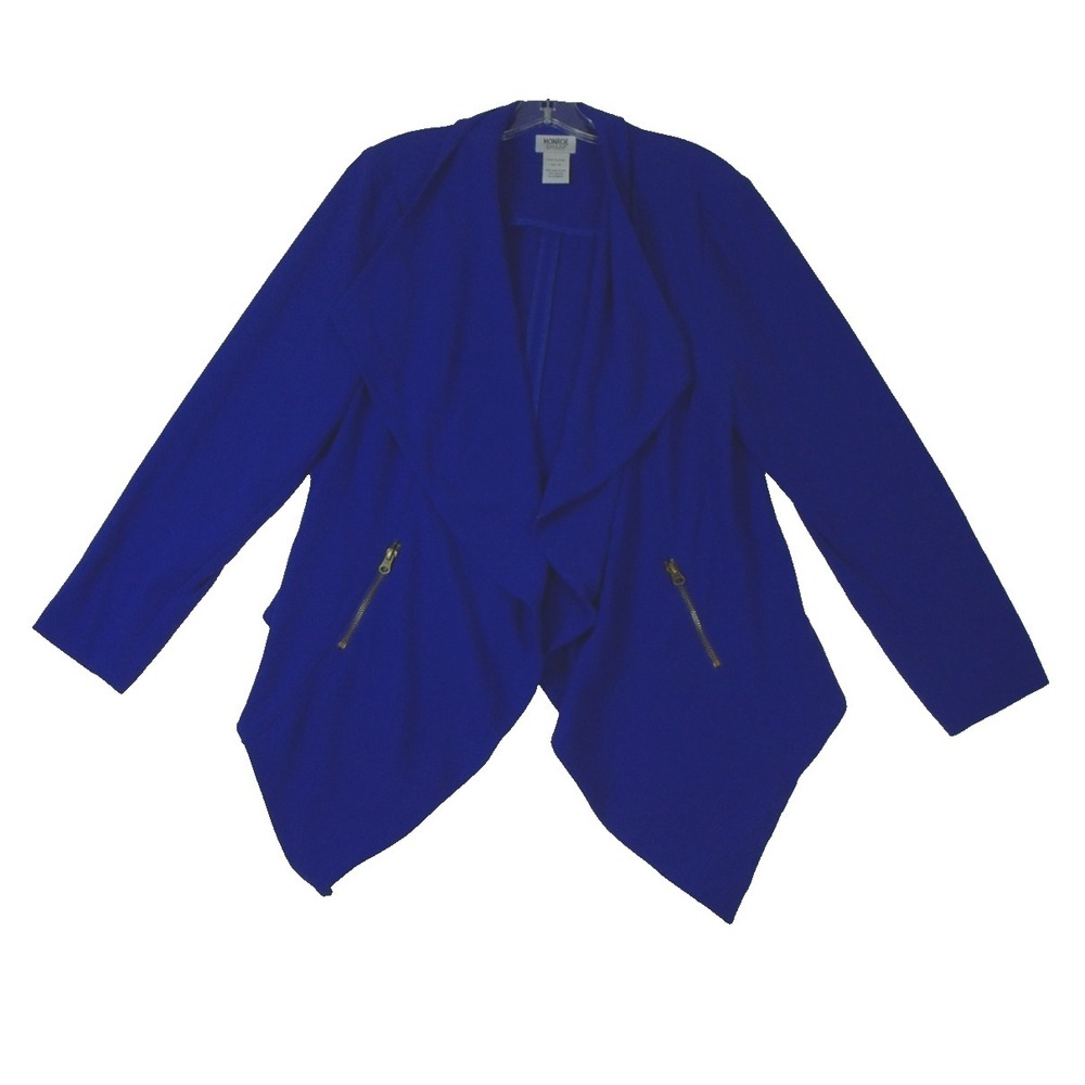 Monroe & Main Blazer Women 's‎ Waterfall Blue Jacket Career Zip Pockets Size XL